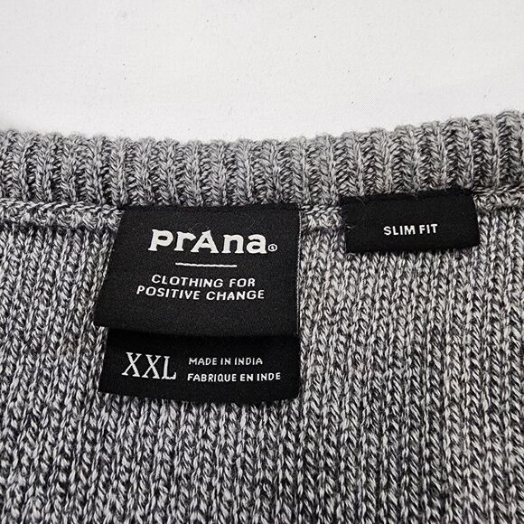 Prana Men's Gray North Loop Sweater Long Sleeve Slim Fit Organic Cotton Size 2XL - Picture 4 of 11